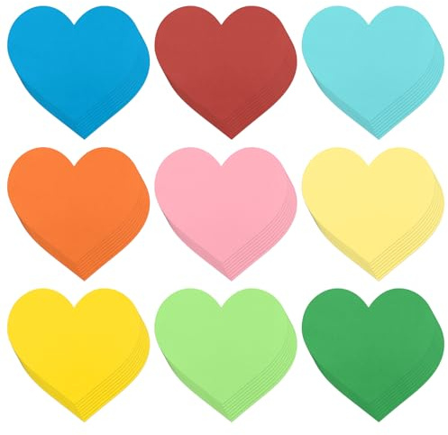 XIHIRCD 144pcs Cœurs Papier Découpés, Forme Amour Découpures 9 Couleurs Carton Forme Cœur Grands Die-Cuts Décorations Tableau d'Affichage pour Loisirs Créatifs Fournitures Scolaires Saint-Valentin