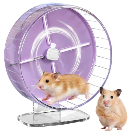 Ljudlöst hamsterhjul 25,4 cm Löphjul med Justerbart Stativ | Tillbehör för Hamsterlöpning För ökenråttor, möss, chinchillor, illrar, ekorrar, sockerflygare, i , inomhus, utomhus, i