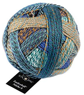 Schoppel Zauberball Stärke 6, Farbe 2395 Camouflage, 150 Gramm, bunte, dicke Sockenwolle 6-fädig mit Farbverlauf, Socken stricken, häkeln