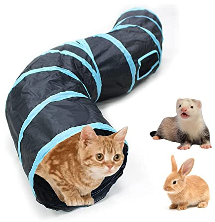 Bemodst Road Tunnel pour Chat, 2 Voies/3 Voies/4 Voies/5 Voies Tubes de Tunnels Pliable Jouet Labyrinthe interactif pour Petits Animaux, Petit Lapin,Chaton, Chiot,Furet,cochons d’ Inde (2 Voies)