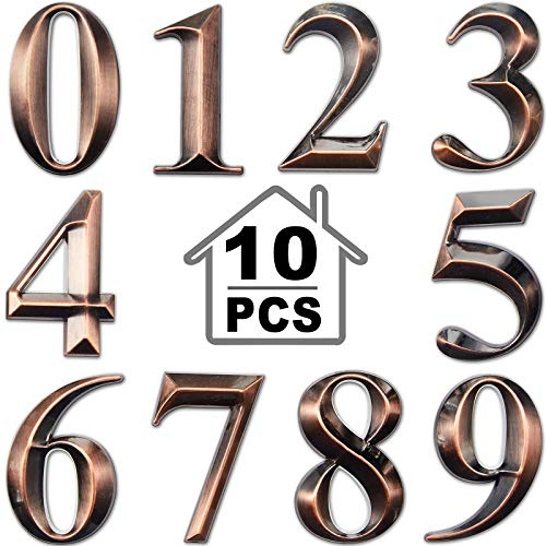 Jetec 3D Mailbox Numbers 0-9 Self Adhesive 2 Inch Address Numbers Stickers Door House Style Street Mailbox Sign for Apartment Home Office(Bronze,10 Pieces)