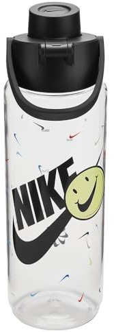 Nike Unisex - Adult TR Renew Recharge Chug Bottle 24 oz Graphic Water Bottle, Clear/Black/Black, 709 ml
