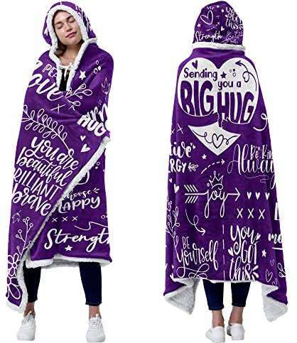 Lanqinglv Flauschig Kuscheldecke mit Kapuze,Sherpa Personalisierte Decke Geschenke,Violett Flanell Fleece TV-Decke mit Ärmeln,Wohndecke Sofadecke Tragbar Decke,Decke Hoodie Sweatshirt,120x185cm