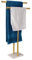 WAYDELI Stehender Handtuchhalter, Doppel-T-Form, hoher Badetuch-Lakenhalter mit Marmor-Design Basis für Badezimmer, 2-stöckiger Handtuchhalter, Ständer aus Edelstahl (gebürstetes Gold)