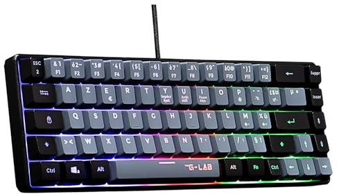 The G-Lab Keyz Hydrogen - Teclado Gaming QWERTY – Incluye Ñ - para Juegos Semi mecanico - Teclado Gamer 60%, retroiluminación Multicolor - Mini y silencioso, para PC,PS4,PS5 - Nuevo