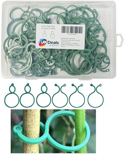 UKDD® 50 Stück Gartenpflanzenclips, Twisty Pflanzenringe zur Sicherung von Pflanzenstielen, wiederverwendbar, kann für Pflanzen im Innen- und Außenbereich verwendet werden, Rohr- und