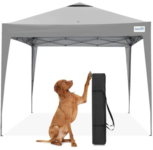 Quictent Tonnelle 3 x 3 m imperméable pliable et résistante à l'hiver, système de clic, protection UV 50+, tente de jardin, tente de fête, chapiteau gris clair