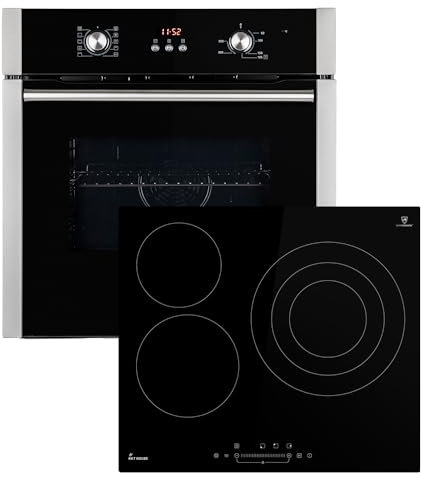 Cuisinière: 50cm Four encastrable EB4505ED + 45cm Plaque Eletrique KF4500RL | Fonction pizza | Gril | Circulation de l'air | Timer automatique | Double Vitrage d'isolation thermique | SET4505KF45RL