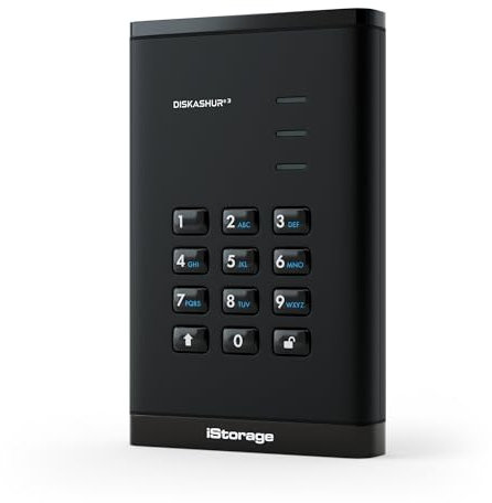 iStorage DiskAshur3 HDD 2TB Negro - Disco duro portátil seguro - protegido por contraseña - Resistente al polvo y al agua - Cifrado de hardware