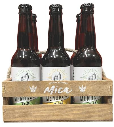 Pack Regalo Cerveza Artesana Sin Desperdicio Sr Mendrugo 100% Natural - 3 Pilsen + 3 Pale Ale - Cervezas Artesanales 33cl elaboradas con pan - Sabor Único Suave y Original - En Caja de Madera