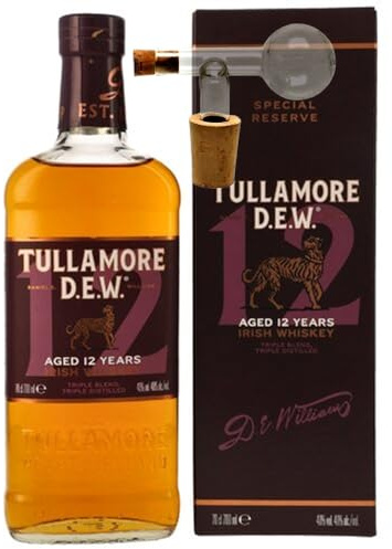 Tullamore Dew 12 Jahre irischer Blended Whiskey + 1 Glaskugelportionierer zum feinen Dosieren Genießerset Männergeschenke Geschenkset Geschenkidee