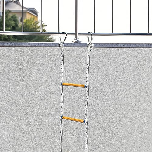 Scala antincendio, scala di salvataggio, balcone, finestra, con ganci, ignifuga, scala di sicurezza, portatile, multiuso e riutilizzabile, 6 m