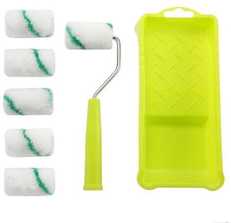 Lot de petits rouleaux de peinture pour bordure de peinture | Pinceau à main pour bordure de peinture | Outil portable avec rouleau et 2 pinceaux pour la maison, la chambre, le mur, le plafond, la