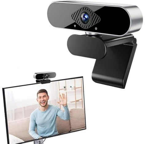Webcam for PC with Microphone Full HD 1080P/30fp Streaming Webcam 90°View Web Cam USB Camera for PC MAC Laptop Plug and Play Live Video Calling for Studying Conference Gaming with Rotatable Clip