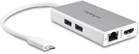 StarTech.com USB-C Multiport Adapter - USB-C Reise docking station mit 4k HDMI - 60W Power Delivery Pass-Through, GbE, 2x USB-A 3.0 Hub - Tragbares Mini USB Typ-C Dock für Laptop - Weiß (DKT30CHPDW)