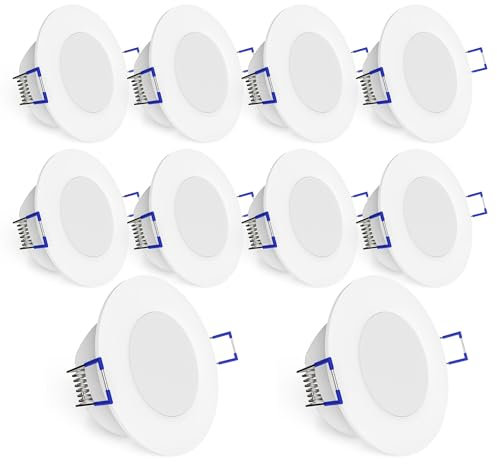linovum WEEVO IP44 LED Decken Einbauleuchten 10er Set extra flach - Strahler Spot neutralweiß für Bad, Küche, Möbel, Außen