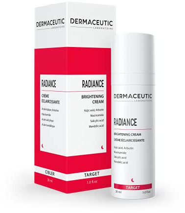 Radiance by Dermaceutic - Crema iluminadora que contiene ácido kójico, arbutina, niacinamida, ácido salicílico y mandélico - 30 ml