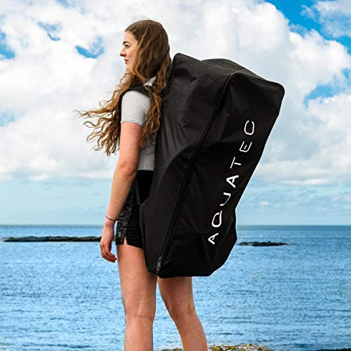 AQUATEC Tasche für SUP Board – Robuster Rucksack für aufblasbare Stand Up Paddle Boards & Kajak | Standard oder mit Rollen | Reißverschluss | Verstellbare Riemen (Tasche mit Rädern)