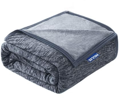 MIULEE Kühldecke Sommerdecke 150x200cm Erwachsene und Kinder 2 in 1 Selbstkühlende Decken mit Arc-Chill Q-MAX>0.4 Kühlfasern Wohndecke Sofadecke Grau