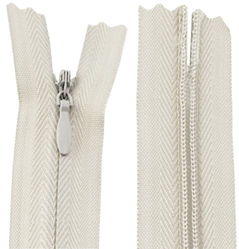 AERZETIX - C61059 - Satz von 20 verdeckte Reißverschlüsse 40 cm - Farbe: beige - Nicht trennbar mit rugbyball-zuglasche undehnbares Material - reißverschluss mit zahnstange