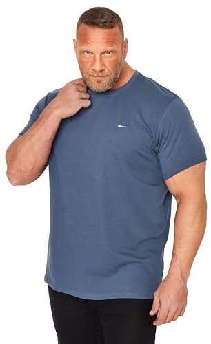 BadRhino Big & Tall Core Essential Everyday Tee Crew Neck Short Sleeve T-Shirt Top - Men's Longer Length 100% Cotton - M to 8XL Mid Blue 3XL