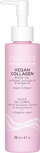 Pacifica Vegan Collagen Body Oil - Moisturizing, Hydrating Massage for Dry Skin, Soft & Radiant Glow, Jasmine Scent, 4 fl oz