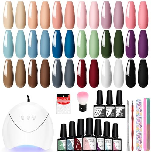 VANREESA 18 Colores Uñas Semipermanentes Kit Completo, Kit Uñas Semipermanentes con Lámpara UV y Herramientas, Set Manicura para Principiante