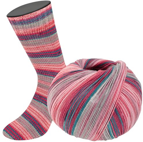 LANA GROSSA Meilenweit Seta | Sockengarn mit Seidenanteil, waschmaschinenfest | Handstrickgarn 55% Schurwolle (Merino), Polyamid, & Seide | 100g Wolle zum Stricken & Häkeln | 400m Garn FB3268