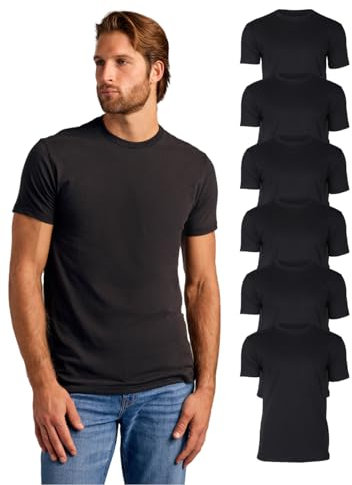 True Classic Mens T-Shirts - Short Sleeve Crew Neck Plain Novelty T Shirt for Men, Pack of 6, Black, L