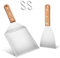 Herogo Grillspachtel Set, 2 Stück Edelstahl Plancha Spachtels und Groß Grillwender für Smash Burger, Teppanyaki, BBQ Zubehör, Grill Geschenke für Männer, Spülmaschinenfest - Holzgriff