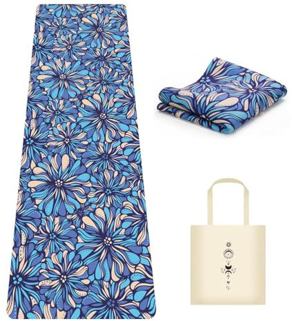 MicaYoung Reise Yogamatte Faltbar 1,5mm Reise Dünn Sportmatte Leicht mit Tote Tasche für Pilates Yoga Workout Sport (183 x 61 x 0.15 cm)