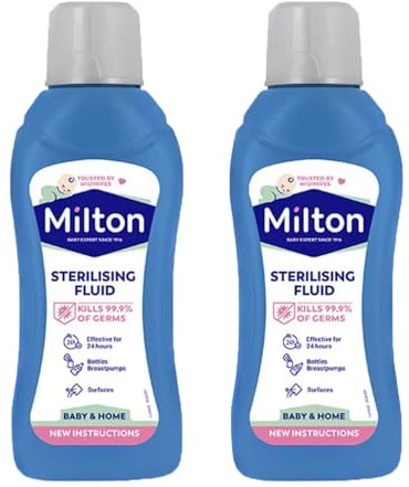 MiltonBaby Sterilising Fluid 500ml Pack of 2 Feeding Bottles Teats Utensil Antiseptic Hygiene Cleaner Household Surface Disinfectant Cleaning Agent with Welari Thank You Card | (2pack) (1000ml)