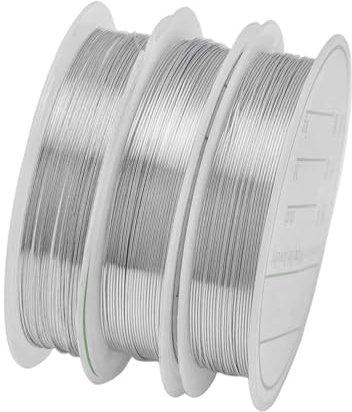 3 Rollen Draht zum Basteln Silber - 0,3 mm Basteldraht Kupferdrahtrolle 15 m/Rolle Schmuckdraht Dünn Schmuckdraht Silber Deko-Draht Bindedraht für Blumengestecke und Schmuckherstellung