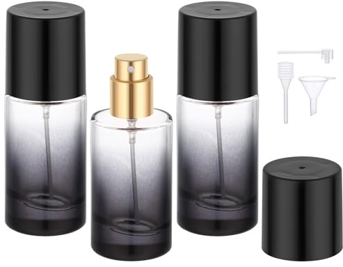 Segbeauty Porta Profumo da Viaggio, 3 Pezzi 20ml Boccette Profumi Vuoti, Ricaricabile e Portatile, Vaporizzatori da Viaggio, per Regali, con Imbuto, Pipetta, Testa a Pompa (Nero)