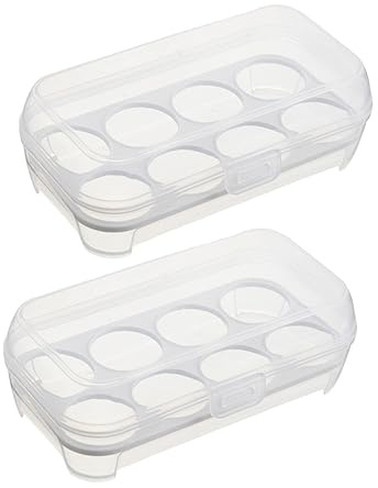 DIYEAH Boîte à Œufs et Facile à Nettoyer en Plastique 2 Pièces 8 Compartiments Séparés Gain de Place Rangement Pratique des Œufs pour Réfrigérateur