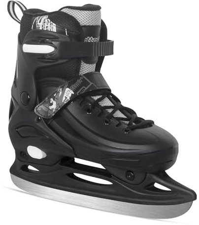 Nattork Ice Skates 4 Sizes Adjustable for Boys Girls Kids,Beginner Ice Skating for Outdoor, Soft and Comfortable Hard Protection for Children Youth Adult 11 12 13 14 Black