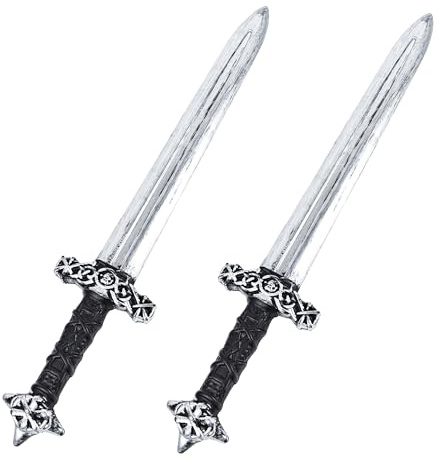 Vifcotlyp 2 pièces épée Jouet Chevalier, 23,6 pouces/60 cm épée factice épées médiévales en Plastique Accessoires Guerrier Romain pour Adultes Noir