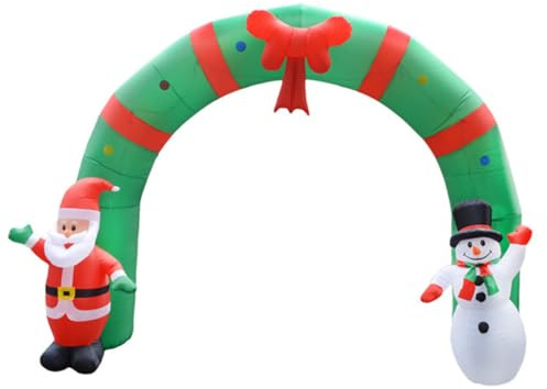 YUONNY 210 cm Arco Gonfiabile Natalizia Illuminato, Grazioso Arco Gonfiabile con Saluto del Pupazzo di Neve e Babbo Natale, Decorazione Gonfiabile di Natale per Esterno Giardino Cortile Prato Feste