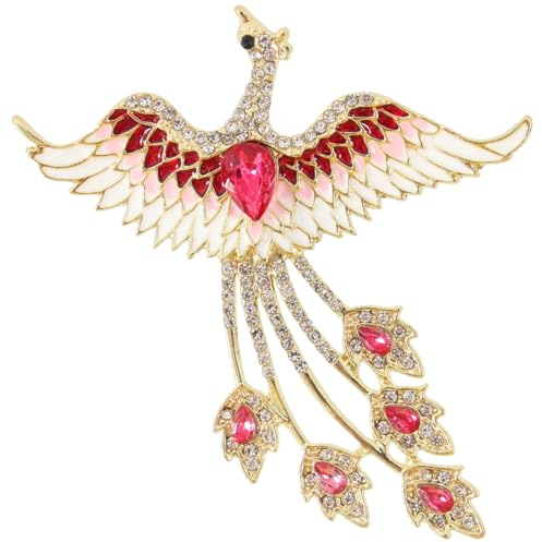 Mecool Phoenix Brooch Pins for Clothes Alloy Crystal Lapel Pin | Scarf & Hat Pin Crystal Gifts for Women - Vintage Wedding Accessories | Shawl Women's Brooches & Pins for Crafting - Red