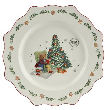 Plato de desayuno de cerámica, 20 cm, con diseño de árbol de Navidad, vajilla de Navidad, vajilla para Navidad, vajilla de desayuno, plato de cena, color blanco