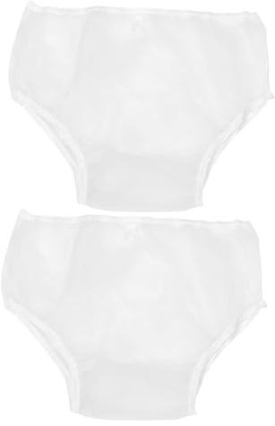 MOTHNUR 2pcs Leakproof Adult Diaper Covers Waterproof Washable Eva Pull-on Pants for Elderly Reusable Incontinence Protection White l Size