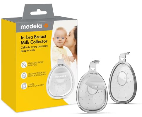 Medela collecteur de lait maternel In-bra, étanche et facile à porter, avec bouchon souple, forme anatomique, sans BPA, facile à nettoyer et lavable au lave-vaisselle, capacité de 30 ml