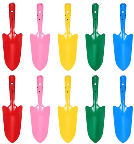 QUARKZMAN 10 Pezzi Mini Pala Manuale Colorata In Metallo 11 x 3 Set Pala Da Scavo Attrezzi Da Giardino Per Fiori Scavo Terreno Piantagione Diserbo Trapianto Giardino, 5 Colori