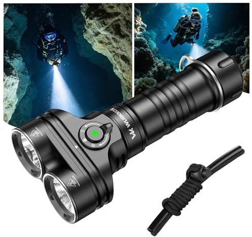 Wurkkos DL05 Lampe de plongée 6000 LM,étanche IPX8 100m rechargeable Type-C | torche LED subaquatique 14h autonomie, lampe tactique portable pour plongée tuba/nocturne