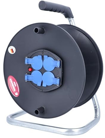 as - Schwabe 10208 Enrouleur de câble électrique vide pour env. 50 m de câble, usage intérieur, IP20 Diamètre 285 mm