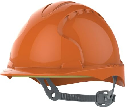 JSP EVO3 Safety Helmet Hard Hat - Vented - Orange - Slip Ratchet Adjustment - Comfortable Adjustable Fabric Harness - Lightweight - For Construction, Building, Civil Engineering & Industry - EN397