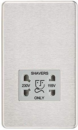 Knightsbridge Prise Rasoir Double Tension sans vis en Chrome brossé avec Insert Gris