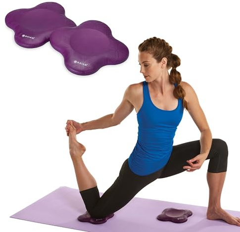 Gaiam Yoga Knee Pads (Set of 2) - Yoga Props and Accessories for Women / Men Cushions Knees and Elbows for Fitness, Travel, Meditation, Kneeling, Balance, Floor, Pilates Purple