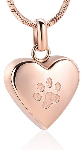 Collier funéraire pour cendres d'animaux de compagnie - Pendentif en forme de cœur - Pour animal de compagnie, chien, chat, Small, Acier inoxydable, Pas de gemme