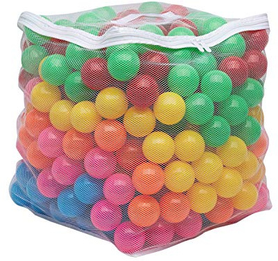 Amazon Basics BPA Free Ball Pit Balls with Storage Bag, Crush-Proof Plastic for Toddlers Kids 12+ Months Play, Phthalate Free, 6 Bright Colors, Pack of 400
